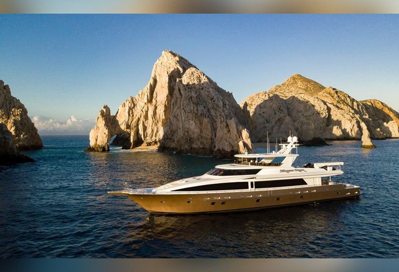 130-foot Sovereign motor yacht near El Arco at Land's End